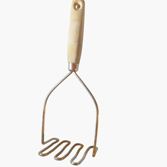 Wood Handle Potato Masher Stainless Steel Wire Rustic Vintage Kitchen Utensil - Picture 1 of 6